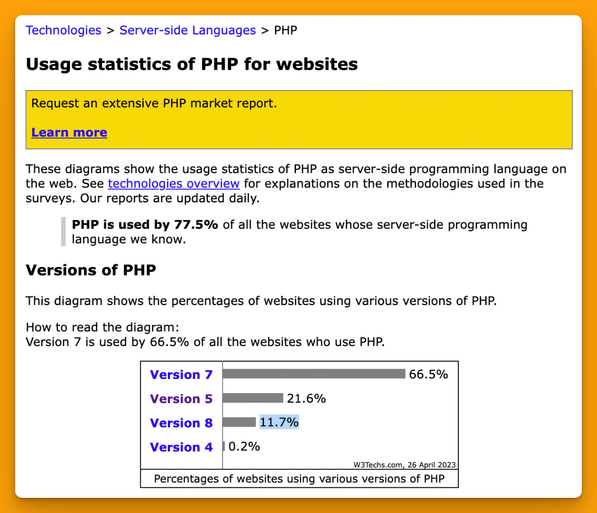 PHP 사용 통계