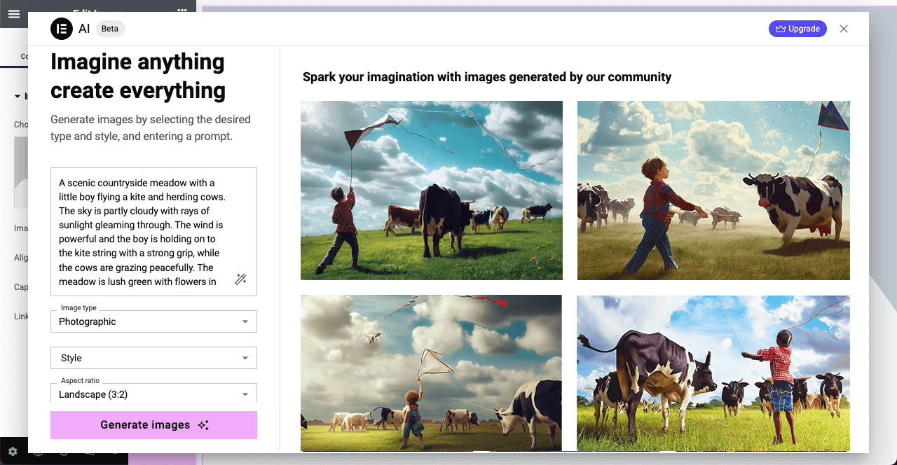 Presentazione di Elementor AI: vantaggi, casi d'uso e come usarlo 9 Images Generated with Elementor AI