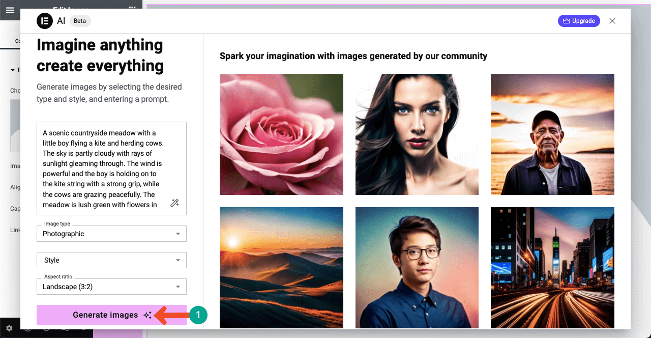 Presentazione di Elementor AI: vantaggi, casi d'uso e come usarlo 8 Write Image Prompt