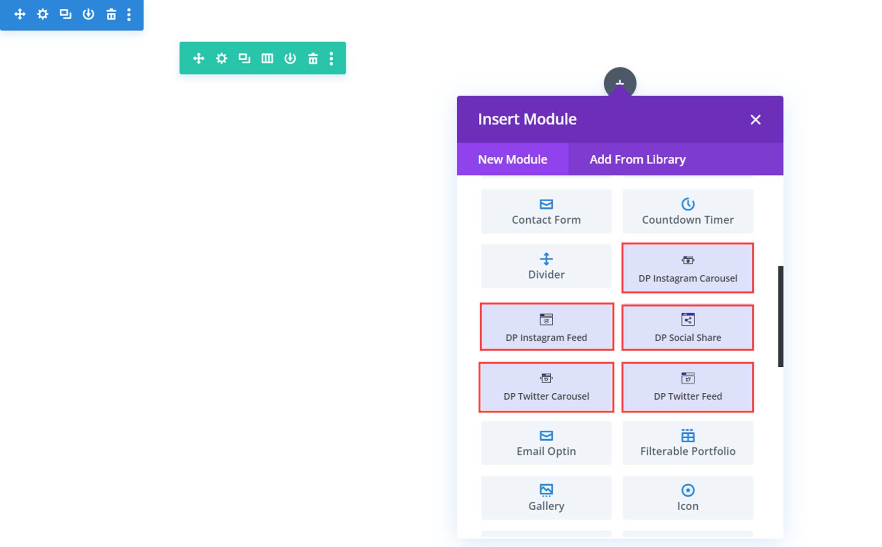 Divi 소셜 플러스 모듈