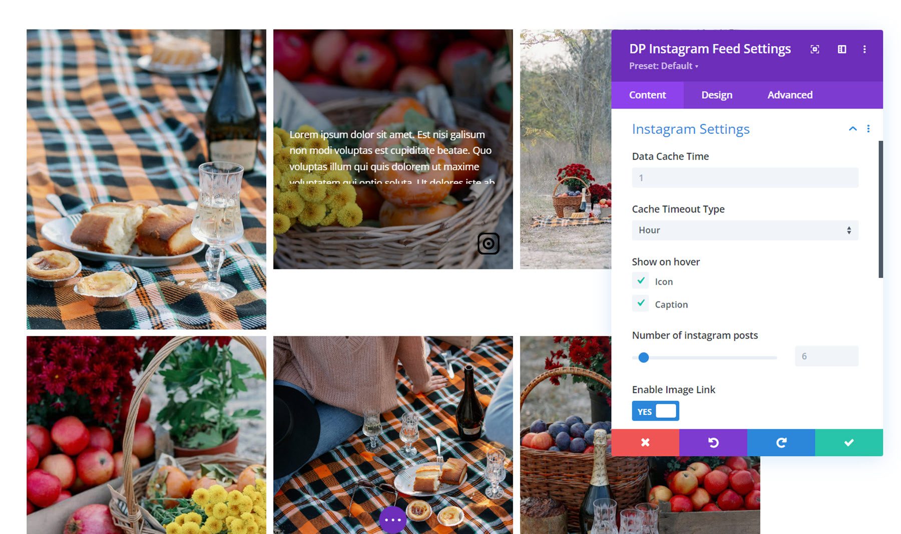 Divi Social Plus Instagram 피드 Instagram 설정