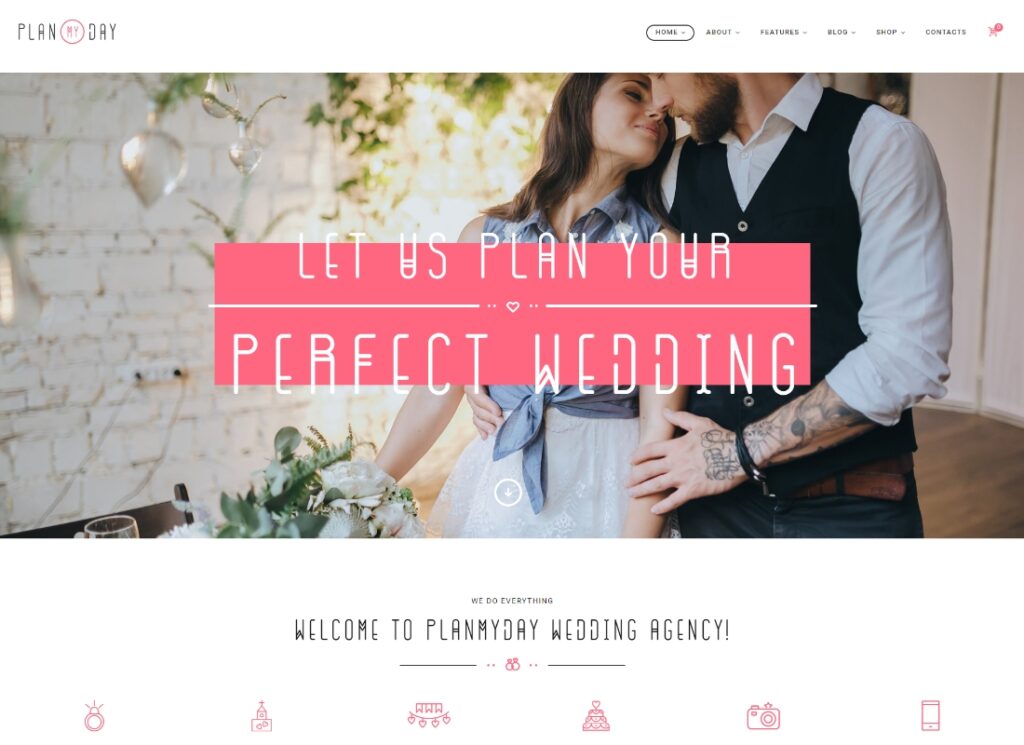 Planejar meu dia | Tema WordPress para agência de planejamento de casamentos / eventos