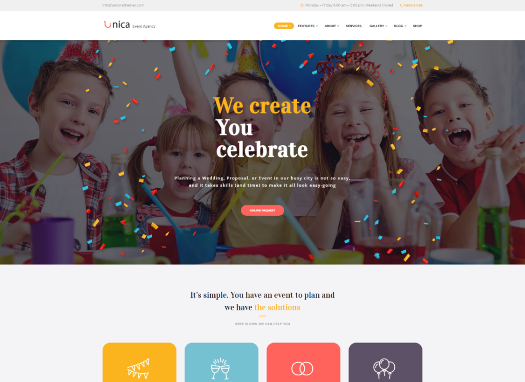 Única | Tema WordPress para Agência de Aniversário e Casamento de Planejamento de Eventos