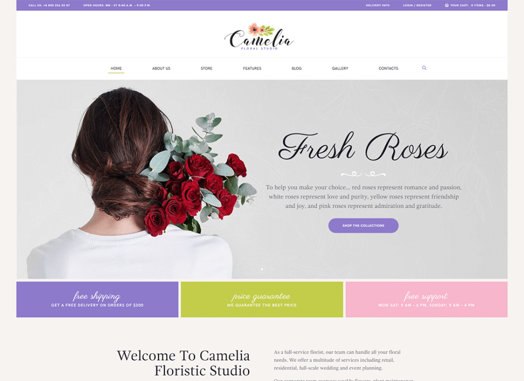 Camelia - Tema WordPress para florista de estúdio floral