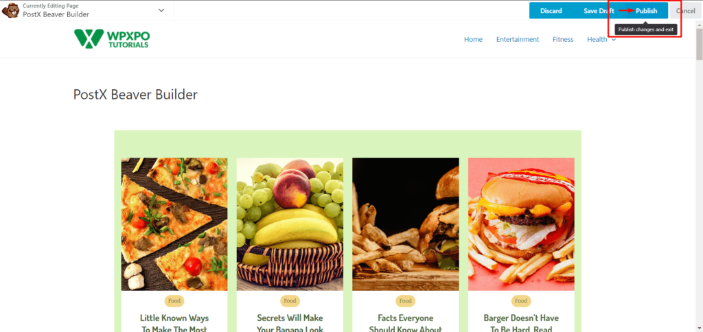PostX Beaver Builder の統合: Beaver Builder 14 で Gutenberg ブロックを使用する Publishing Page with Beaver