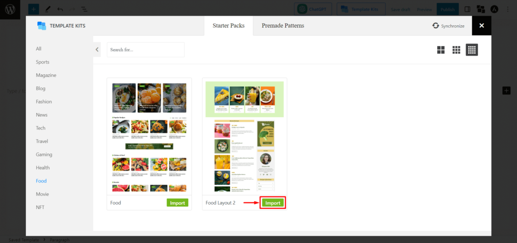 PostX Beaver Builder の統合: Beaver Builder 7 で Gutenberg ブロックを使用する Importing Layout for Beaver Template