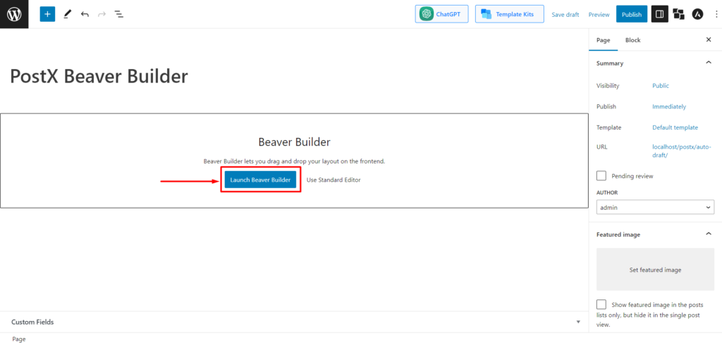 PostX Beaver Builder の統合: Beaver Builder 11 で Gutenberg ブロックを使用する Launching Beaver Builder
