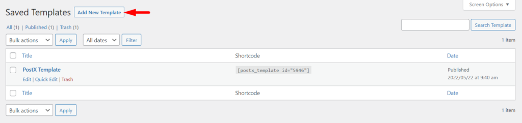 PostX Beaver Builder の統合: Beaver Builder 5 で Gutenberg ブロックを使用する Creating New Saved Template