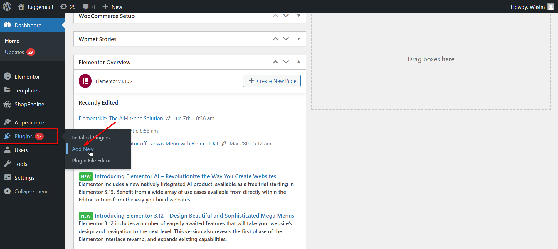 เยี่ยมชมแดชบอร์ด WordPress ของคุณ - เพิ่มข้อความเคลื่อนไหวไปยังไซต์ WordPress