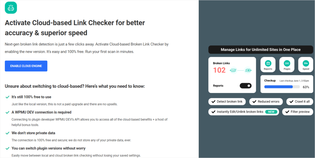 Ecran de splash Cloud Link Checker