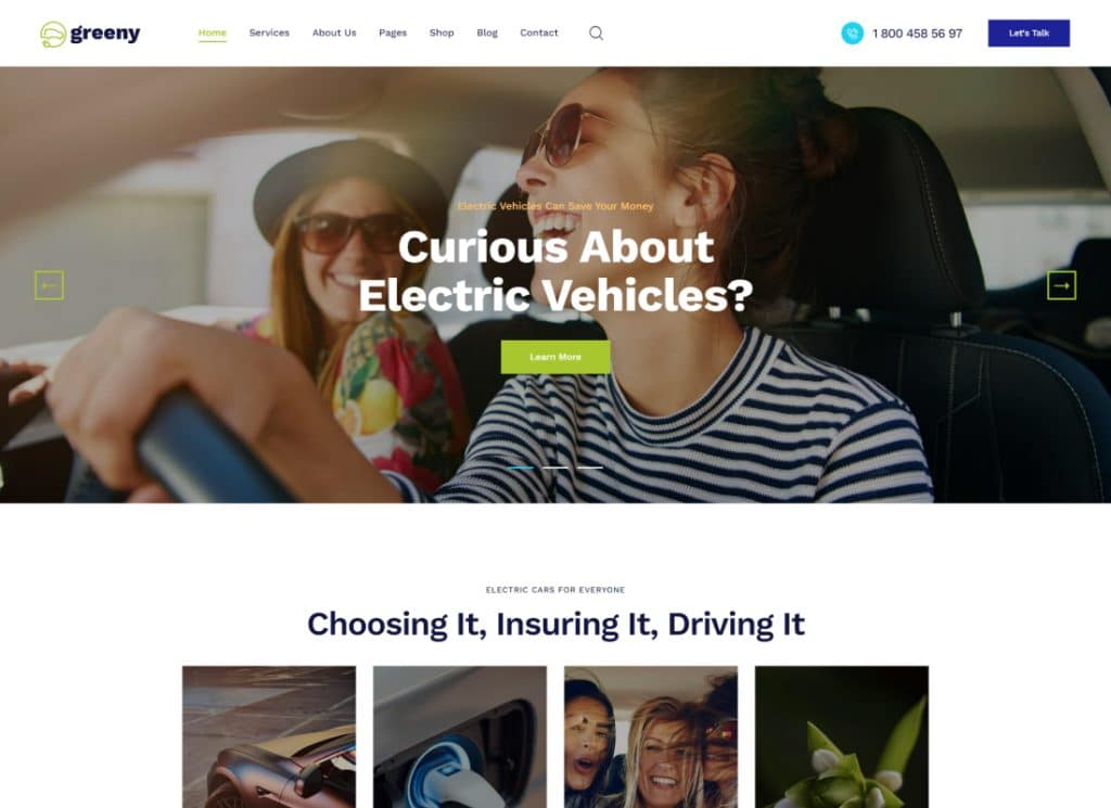 Greeny - Thème WordPress pour concessionnaire de voitures électriques