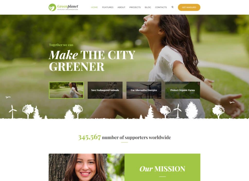 Green Planet - Thème WordPress pour organisation environnementale à but non lucratif