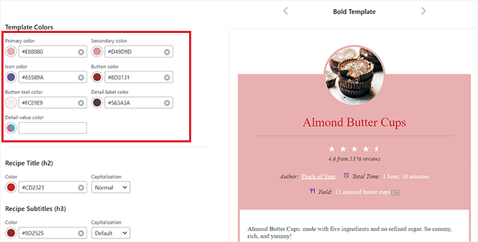 เลือกเทมเพลตสำหรับสูตรอาหาร Choose a template for recipe
