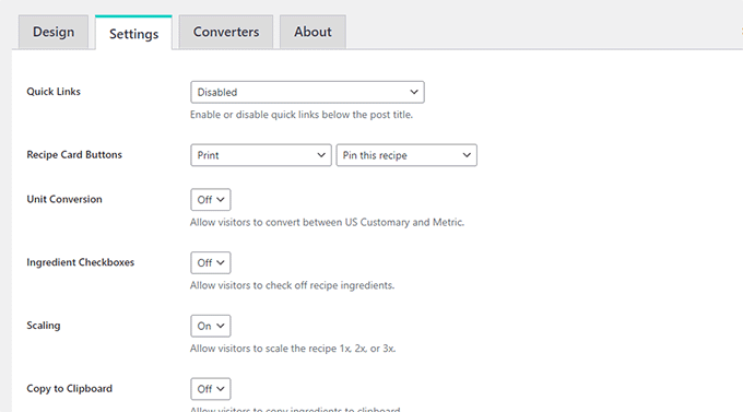 การตั้งค่าปลั๊กอินสูตร Recipe plugin settings