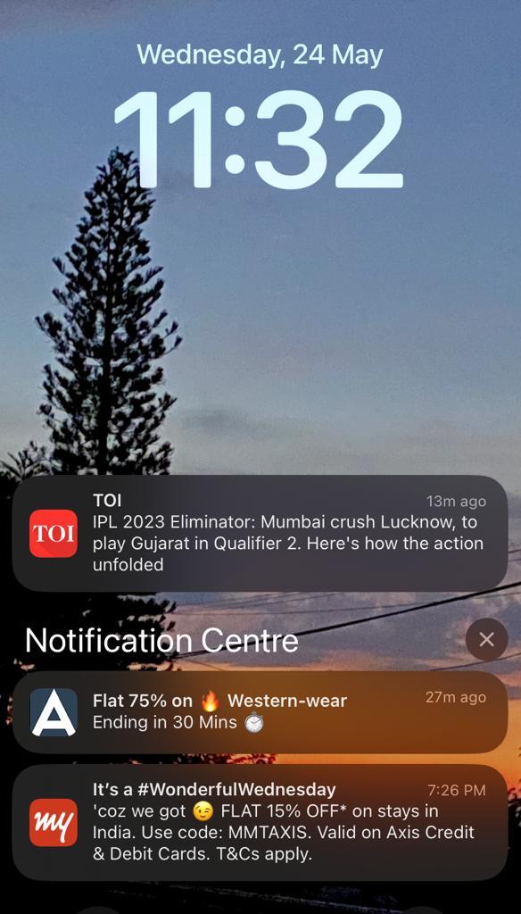 Así aparecen las notificaciones push en la pantalla de bloqueo de un iPhone