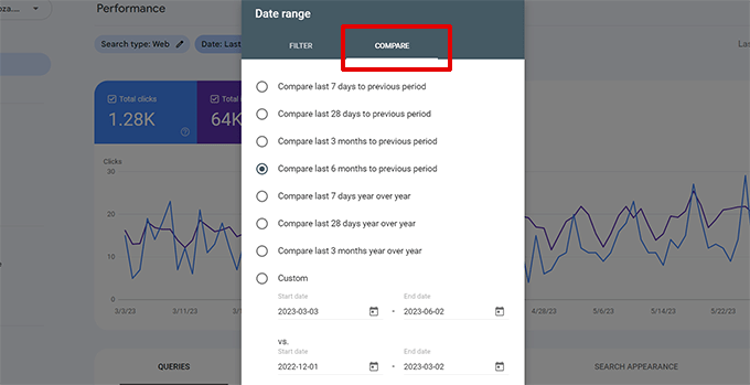 Google Search Console에서 성능 비교 Compare performance in Google Search Console