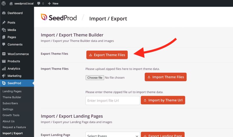 シードプロディインポートエクスポートテーマビルダー1 SeedProd export WordPress theme files