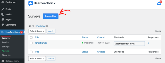การสร้างแบบสำรวจความคิดเห็นของผู้ใช้ใหม่ Creating a New UserFeedback Survey