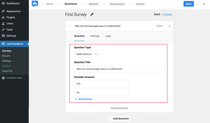 ปรับแต่งคำถามคำติชมของผู้ใช้ Customizing a UserFeedback Question