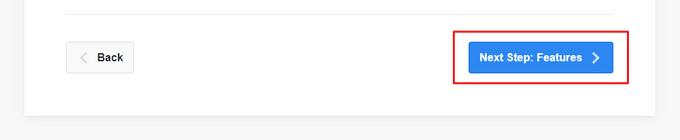 คลิกที่ขั้นตอนถัดไปในตัวช่วยสร้างการตั้งค่า UserFeedback Click on Next Step in the UserFeedback setup wizard