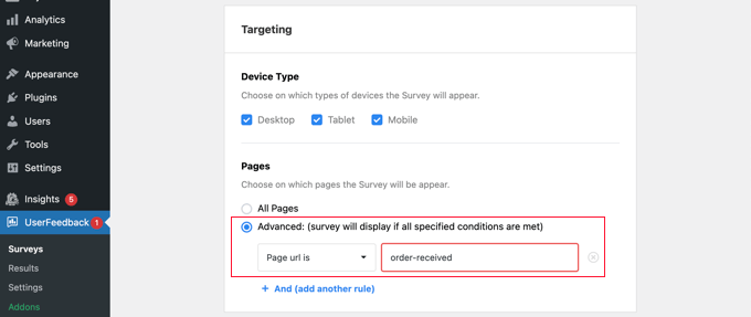 กำหนดเป้าหมายหน้ายืนยันคำสั่งซื้อ WooCommerce ใน UserFeedback Targeting the WooCommerce Order Confirmation Page in UserFeedback