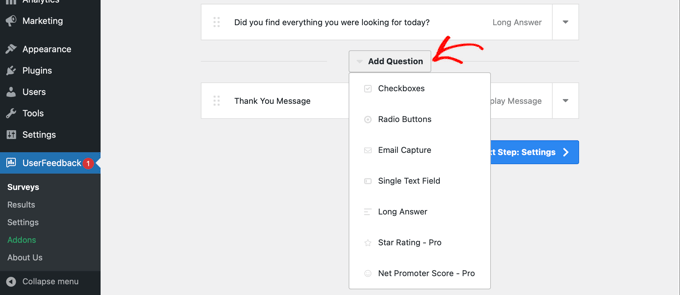 การเพิ่มคำถามใหม่ใน UserFeedback Adding a New Question in UserFeedback