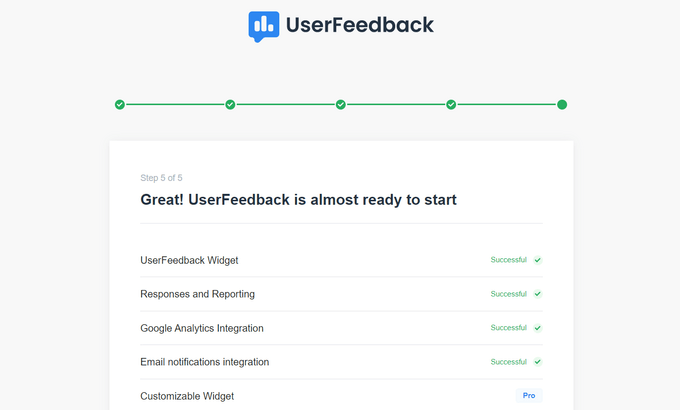 คุณลักษณะ UserFeedback และส่วนเสริมติดตั้งสำเร็จแล้ว UserFeedback features and addons successfully installed