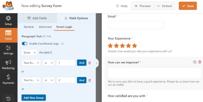 เขตข้อมูลตามเงื่อนไข Add conditional logic to survey form