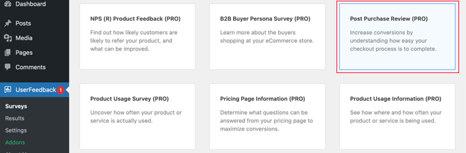 คลิกเทมเพลตการตรวจสอบหลังการซื้อ Click the Post Purchase Review Template