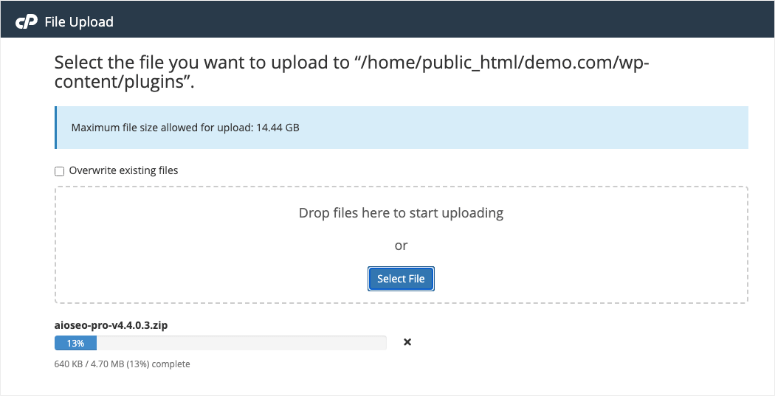 在 cpanel 中上傳文件 - IsItWP - 免費 WordPress 主題檢測器 upload file in cpanel
