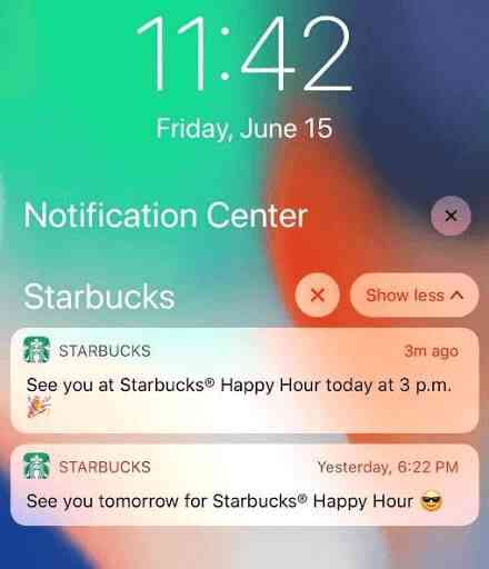 การแจ้งเตือนแบบพุชการสนทนาของ Starbucks