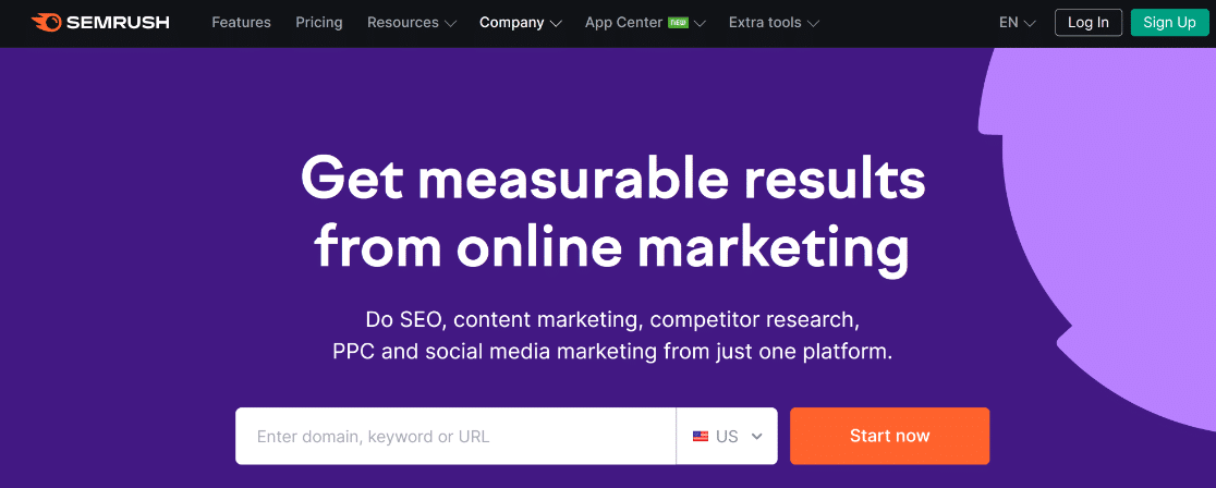 SEMRush homepage