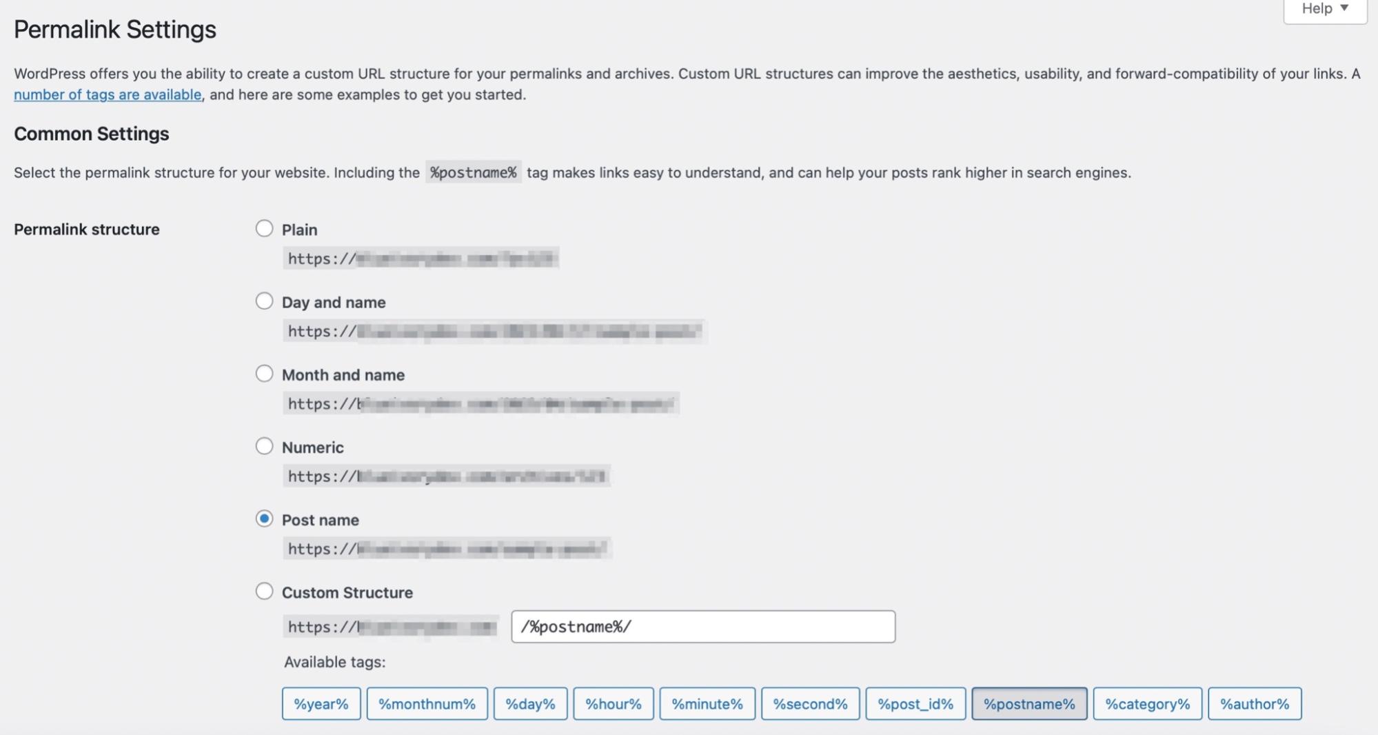 impostazioni del permalink in WordPress