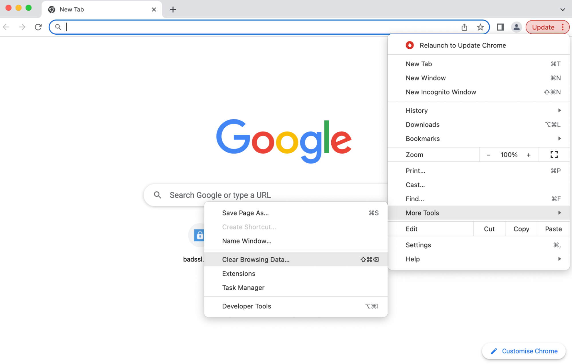 svuotare la cache del browser in Chrome