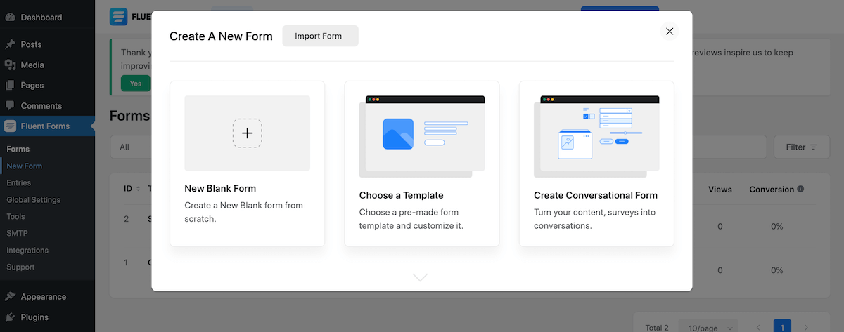 เพิ่มแบบฟอร์มการติดต่อใหม่ (ตัวอย่างแบบฟอร์ม Fluent)