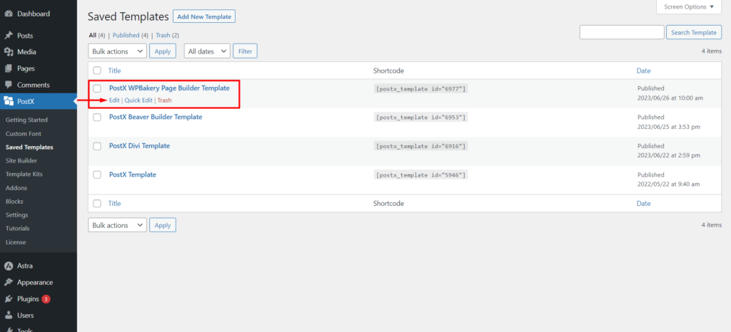 Jak używać bloków Gutenberga w WPBakery Page Builder z integracją PostX 16 Customizing Saved Template of WPBakery