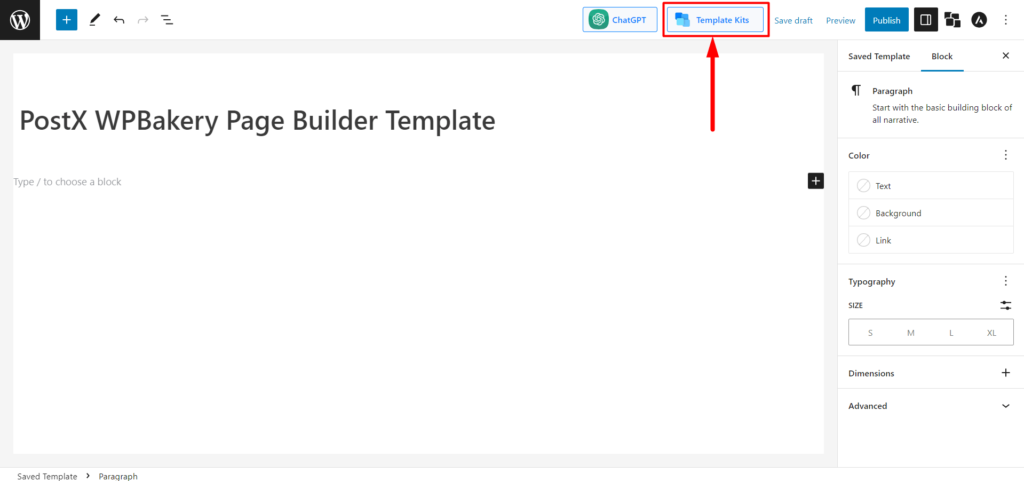 Jak używać bloków Gutenberga w WPBakery Page Builder z integracją PostX 6 Selecting Template Kits for WPBakery Page Builder