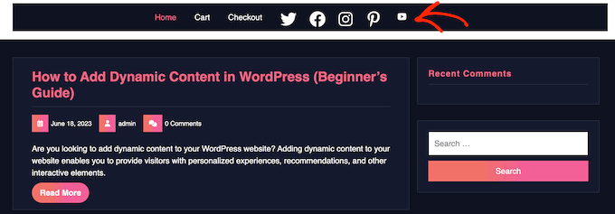 Hinzufügen sozialer Symbole zu einem WordPress-Menü Adding social icons to a WordPress menu