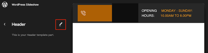 Bearbeiten einer blockbasierten Header-Vorlage Editing a block-based header template