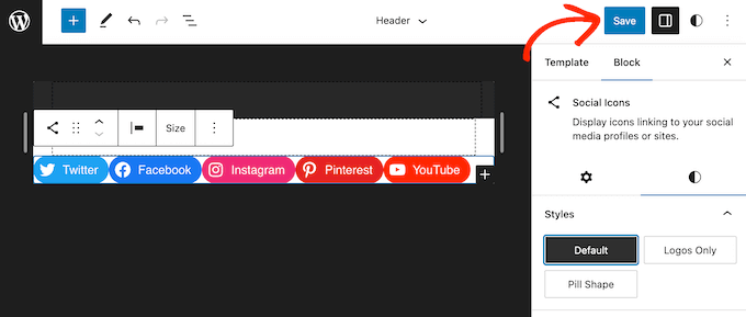 Veröffentlichen eines Social-Icons-Blocks in WordPress Publishing a social icons block in WordPress