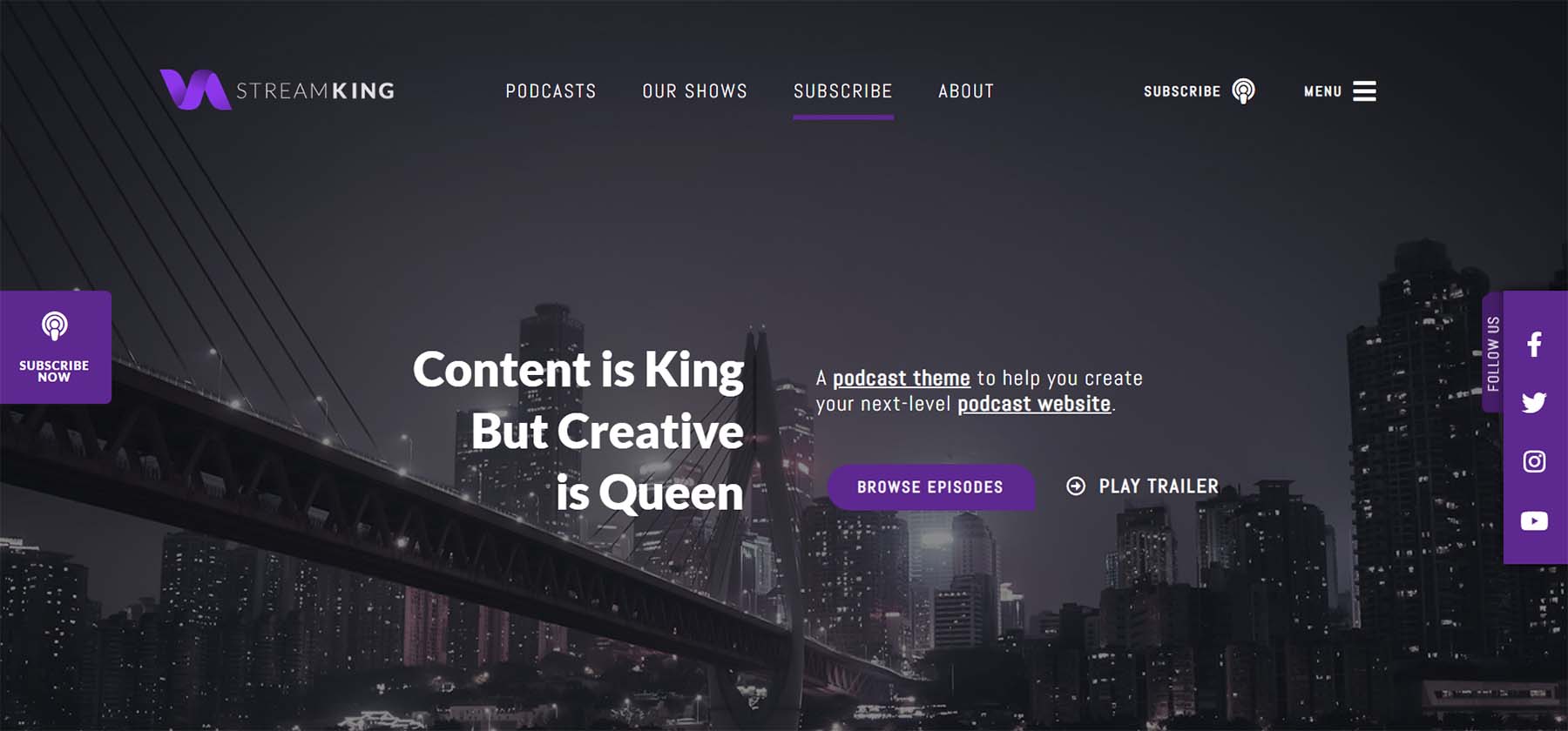 StreamKing ، موضوع بودكاست لووردبريس