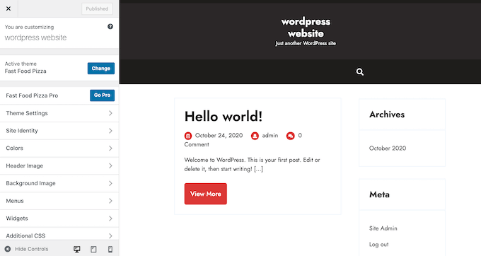 Настройщик темы WordPress The WordPress theme customizer