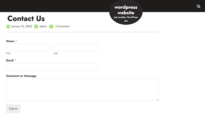 Контактная форма, созданная с помощью WPForms A contact form, created using WPForms