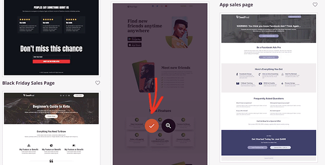 selectlandingpagetemplate SeedProd Choose a landing page template