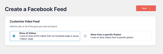 facebookvideofeedtype SeedProd Facebook video feed type