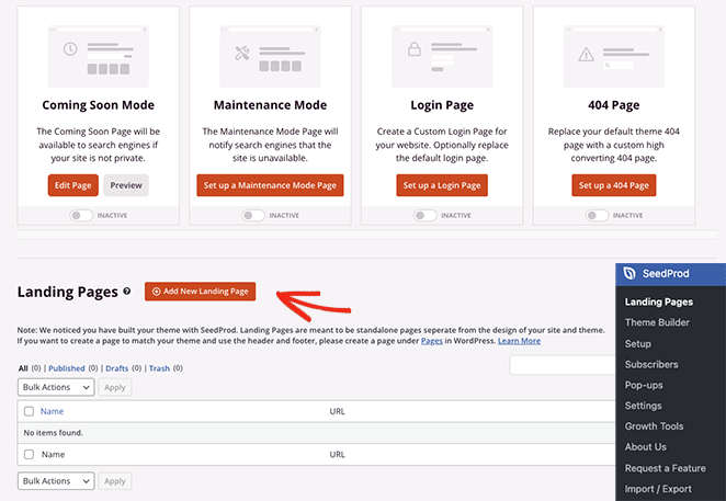 addnewlandingpageseedprod SeedProd Add a new landing page with SeedProd