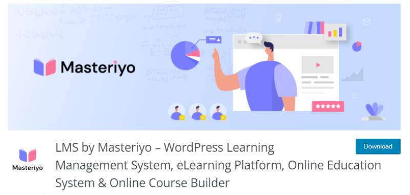 온라인 코스용 masteriyo wordpress 플러그인 다운로드 페이지