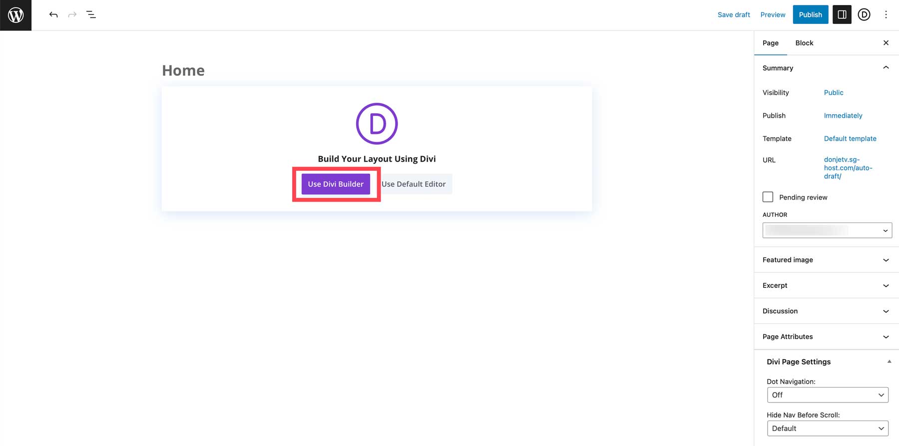 استخدم Divi Builder