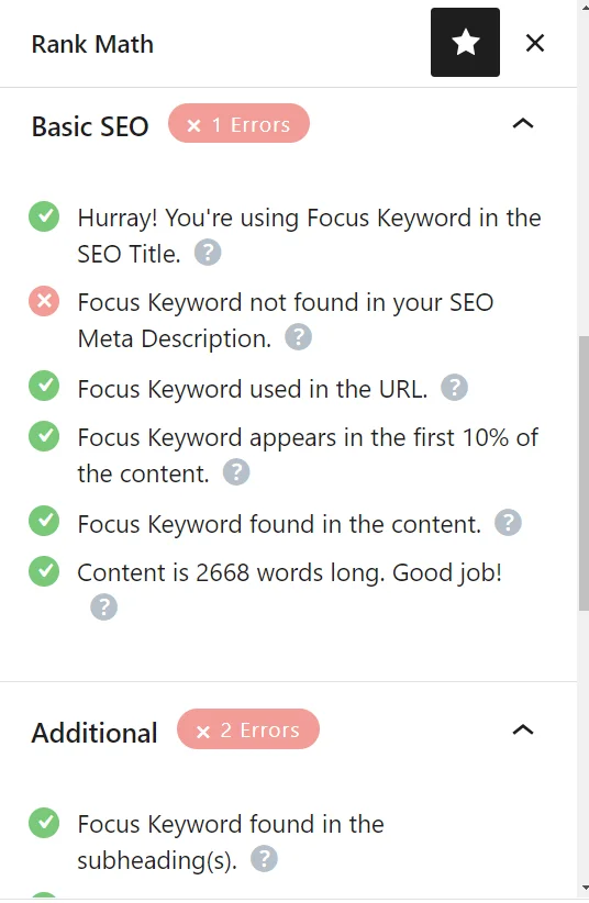 اقتراحات SEO لـ RankMath.