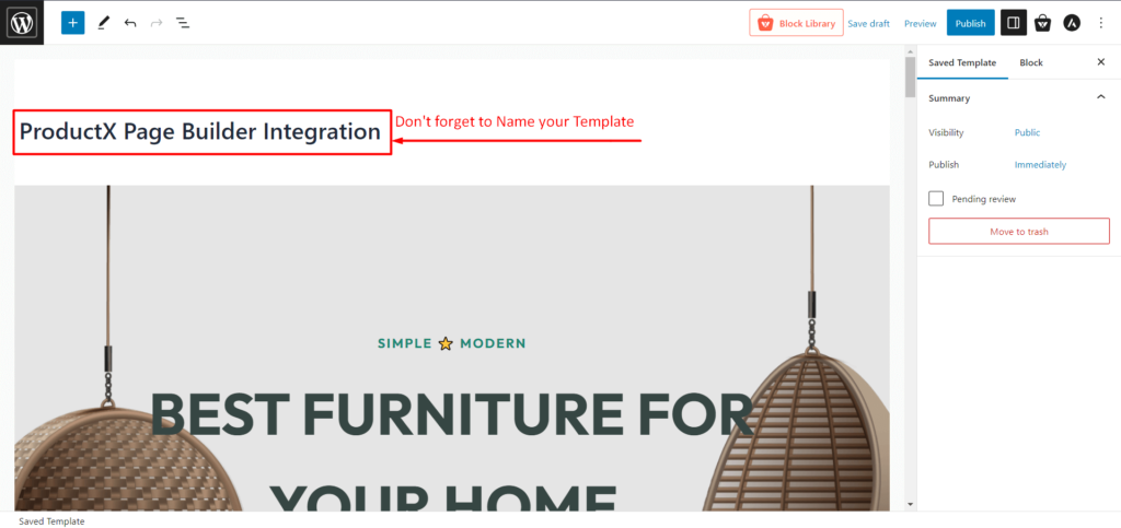 ProductX 페이지 빌더 통합: Elementor, Divi, Oxygen 및 Beaver 7 Naming Saved Template for ProductX Integration
